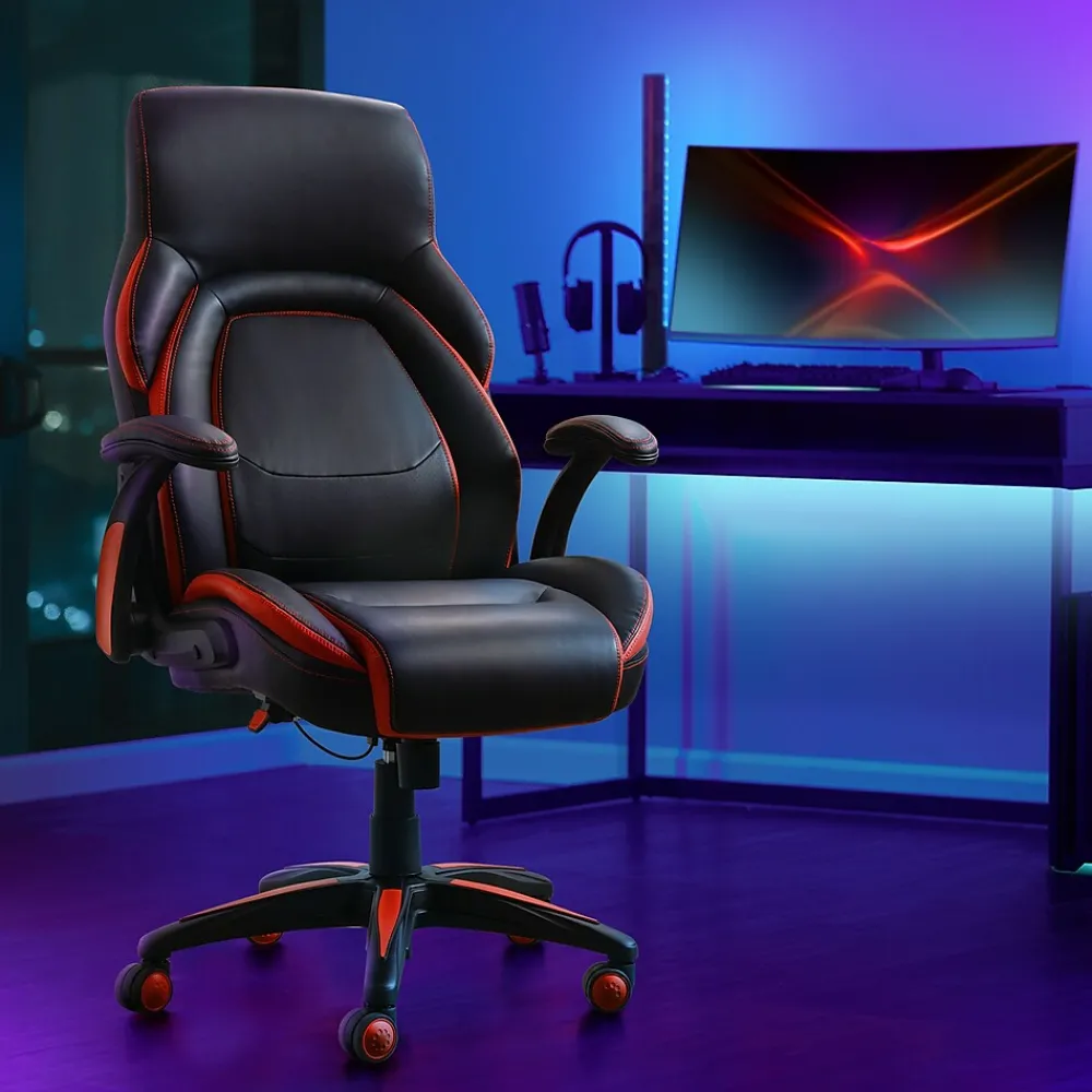 Ergonomic Chairs*Dormeo Vantage Ergonomic Bonded Leather Swivel Manager Chair, (60030-RED) Black/Red