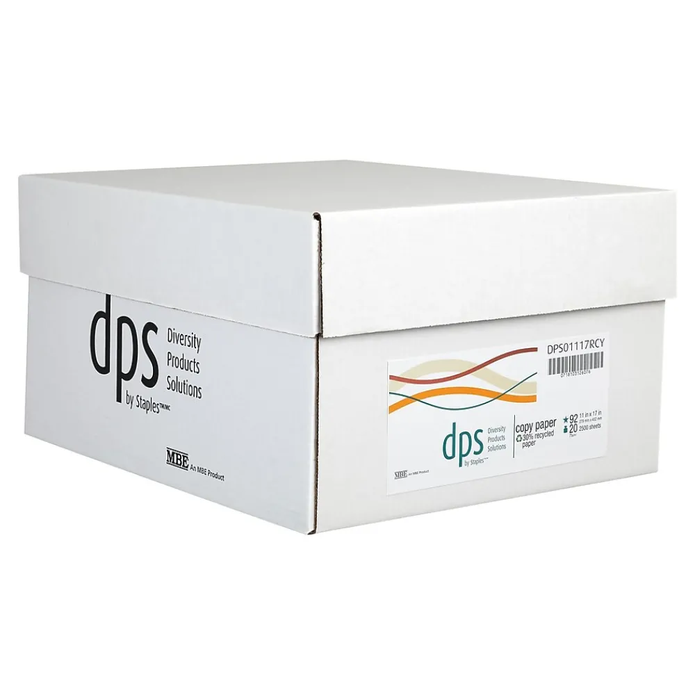 Copy Paper*Diversity Products Solutions by Staples DPS by Staples 30% Recycled 11" x 17" Copy Paper, 20 lbs., 92 Brightness, 500/Ream, 5 Reams/Carton