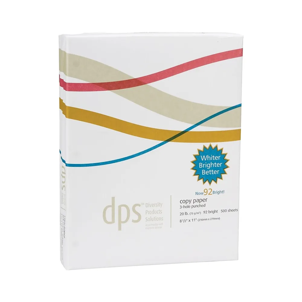 Copy Paper*Diversity Products Solutions by Staples DPS by Staples 8.5" x 11" 3-Hole Punched Copy Paper, 20 lbs., 92 Brightness,10 Reams/Carton (DPS08511P)