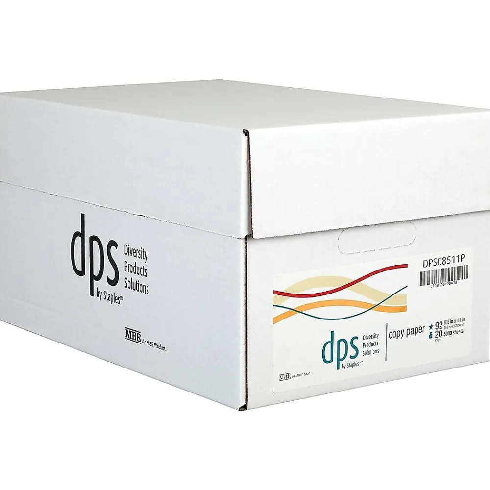 Copy Paper*Diversity Products Solutions by Staples DPS by Staples Copy Paper, 8.5" x 11", 20 lbs., White, 500 Sheets/Ream, 10 Reams/Carton (DPS08511)