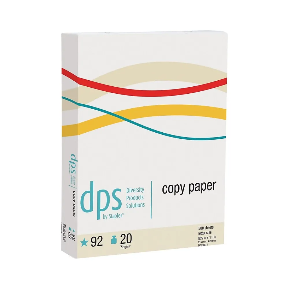 Copy Paper*Diversity Products Solutions by Staples DPS by Staples Copy Paper, 8.5" x 11", 20 lbs., White, 500 Sheets/Ream, 10 Reams/Carton (DPS08511)