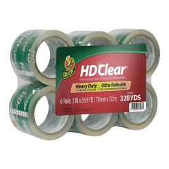 Online Duck HD Clear Heavy Duty Packing Tape, 3" x 54.6 yds., Clear, 6/Pack (307352/7496)