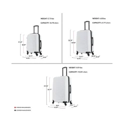 Adly 3-Piece Hardside Spinner Luggage Set, (DKADLSML-WHI)<DUKAP