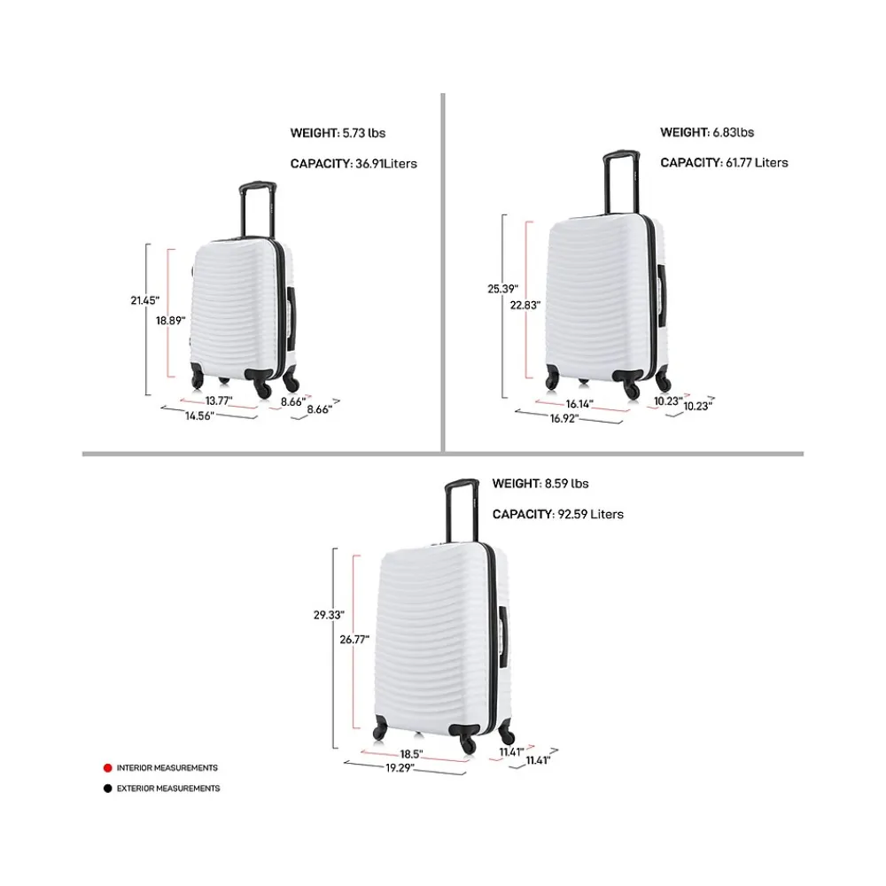 Adly 3-Piece Hardside Spinner Luggage Set, (DKADLSML-WHI)<DUKAP