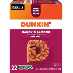 Dunkin' Candy'd Almond Coffee Keurig K-Cup Pods, Dark Roast, 22/Carton (5000375651)