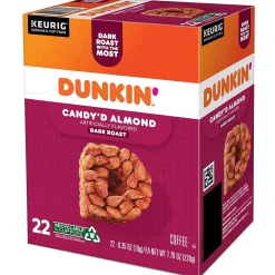 Dunkin' Candy'd Almond Coffee Keurig K-Cup Pods, Dark Roast, 22/Carton (5000375651)