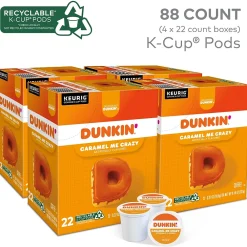 Dunkin' Caramel Me Crazy Coffee, Keurig K-Cup Pod, Medium Roast, 88/Carton (5000364900CT)