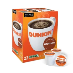Dunkin' Hazelnut Coffee, Medium Roast, 0.37 oz. Keurig® K-Cup® Pods, 22/Box (400848)