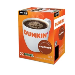 Dunkin' Hazelnut Coffee, Medium Roast, 0.37 oz. Keurig® K-Cup® Pods, 22/Box (400848)