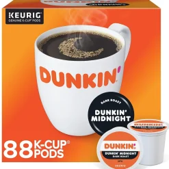 Dunkin' Midnight Coffee Keurig® K-Cup® Pods, Dark Roast, 88/Carton (400849)