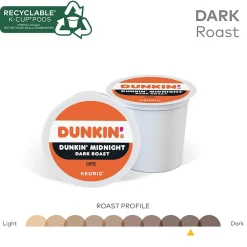 Dunkin' Midnight Coffee Keurig® K-Cup® Pods, Dark Roast, 88/Carton (400849)