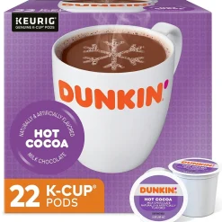 Dunkin' Milk Chocolate Hot Cocoa, 0.51 oz. Keurig® K-Cup® Pods, 22/Box (611247377215)