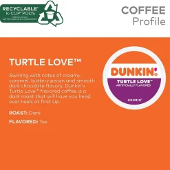 Dunkin' Turtle Love Coffee, Keurig K-Cup Pod, Dark Roast, 22/Box, 4 Boxes/Carton (5000367615CT)