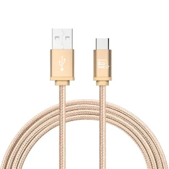 Durable Braided USB Type C Cable for Google Pixel 2, Samsung S8 (6ft) - Gold<LAX Gadgets New