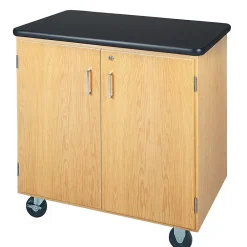 Storage Cabinets*DWI Mobile Storage Solid Oak Wood Cabinet With ChemGuard Top
