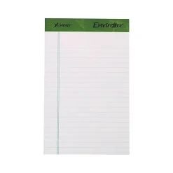 Notepads|Ampad Earthwise by Notepads, 5" x 8", College Ruled, White, 40 Sheets/Pad, 6 Pads/Pack (40112R)
