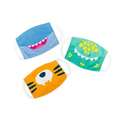 Educational Insights Reusable Face Masks, Kids, Dinosaur/Tiger/Shark, 3/Pack (8952)