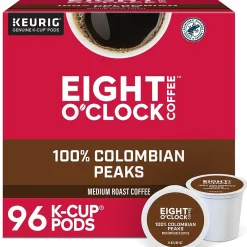 Eight O'Clock 100% Colombian Peaks Coffee, Keurig K-Cup Pod, Medium Roast, 24/Box, 4 Boxes/Carton (6407CT)