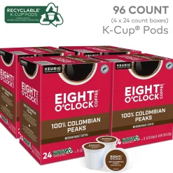 Eight O'Clock 100% Colombian Peaks Coffee, Keurig K-Cup Pod, Medium Roast, 24/Box, 4 Boxes/Carton (6407CT)