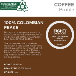 Eight O'Clock Colombian Coffee Keurig® K-Cup® Pods, Medium Roast, 24/Box (6407)