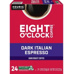 Eight O'Clock Dark Italian Espresso Coffee, Keurig K-Cup Pod, Dark Roast, 96/Carton (6408CT)