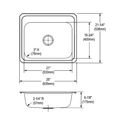 Elkay Celebrity 3-Hole Single-Bowl Drop In Kitchen Sink, 21.25