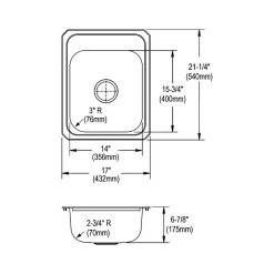 Elkay Celebrity 3-Hole Single-Bowl Drop In Sink, 21.25