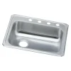 Elkay Celebrity 4-Hole Single-Bowl Drop In Kitchen Sink, 21.25" x 25" x 5.38, Stainless Steel, Brushed Satin (GECR2521L4)