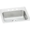 Elkay Celebrity 3-Hole Single-Bowl Drop In Bathroom Sink with Overflow, 17" x 19" x 6.13", Stainless Steel, Brushed Satin