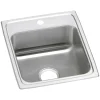 Elkay Celebrity 1-Hole Single-Bowl Drop-In Kitchen Sink, 20" x 17" x 7.13", Stainless Steel, Brushed Satin (PSR17201)