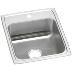 Elkay Celebrity 1-Hole Single-Bowl Drop-In Kitchen Sink, 20" x 17" x 7.13", Stainless Steel, Brushed Satin (PSR17201)