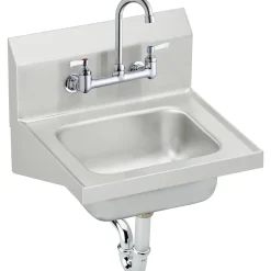 Elkay Commercial Handwash Sink Kit, Stainless Steel, Single Bowl, Wall Hung, Buffed Satin (CHS1716C)