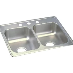 Elkay Dayton Stainless Steel 25" x 19" x 6-5/16", Equal Double Bowl Top Mount Sink (D225193)