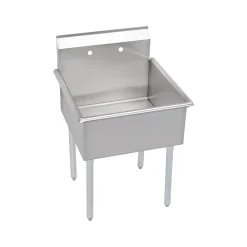 Elkay Dependabilt 2-Hole Single-Bowl Kitchen Sink with Legs, 42" x 27.5" x 27", Stainless Steel, Silver (B1C24X24X)