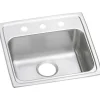 Elkay Lustertone 19-1/2" Drop In Single Basin Stainless Steel Kitchen Sink (LRAD1919653)