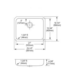 Elkay Lustertone Classic Single-Bowl Undermount Sink, 18.25