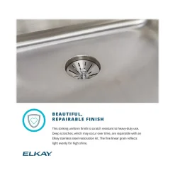 Elkay Lustertone Classic Single-Bowl Undermount Sink, 4.88" x 18.5" x 18.5", Stainless Steel, Lustrous Satin (ELUHAD161650)