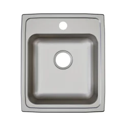 Elkay Lustertone Classic 1-Hole Single-Bowl Drop In Sink, 6" x 17" x 20", Stainless Steel, Lustrous Satin (LRAD1720601)