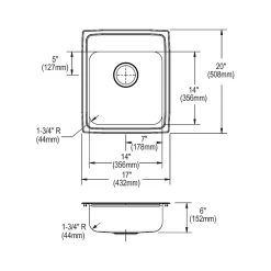 Elkay Lustertone Classic 1-Hole Single-Bowl Drop In Sink, 6