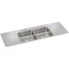 Elkay Lustertone Classic 4-Hole Double-Bowl Drop-in Sink with Drainboard, 22" x 66" x 7.63", Stainless Steel, Lustrous Satin