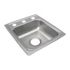 Elkay Lustertone Classic 3-Hole Single-Bowl Drop In Sink, 17.5" x 15" x 5.5", Stainless Steel, Lustrous Satin (LRAD1517553)