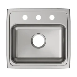 Elkay Lustertone Classic 3-Hole Single-Bowl Drop In Sink, 5.5" x 19" x 18", Stainless Steel, Lustrous Satin (LRAD1918553)