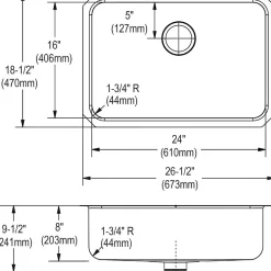 Elkay Lustertone Stainless Steel 26-1/2
