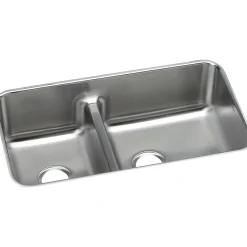 Elkay Lustertone Stainless Steel 32-1/16" x 18-1/2" x 9", 40/60 Double Bowl Undermount Sink with Aqua Divide (ELUHAQD32179)