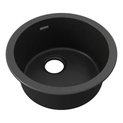 Elkay Quartz Classic Single-Bowl Drop In/Undermount Kitchen Sink, 18.13" x 18.13" x 7.5", Quartz, Black (ELG16FBBK0)
