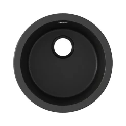 Elkay Quartz Classic Single-Bowl Drop In/Undermount Kitchen Sink, 18.13" x 18.13" x 7.5", Quartz, Black (ELG16FBBK0)