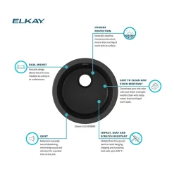 Elkay Quartz Classic Single-Bowl Drop In/Undermount Kitchen Sink, 18.13
