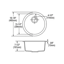 Elkay Quartz Classic Single-Bowl Drop In/Undermount Kitchen Sink, 18.13