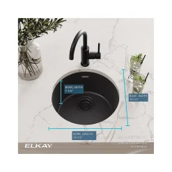 Elkay Quartz Classic Single-Bowl Drop In/Undermount Kitchen Sink, 18.13