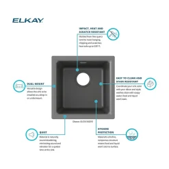 Elkay Quartz Classic Single-Bowl Drop In/Undermount Kitchen Sink, 15.75